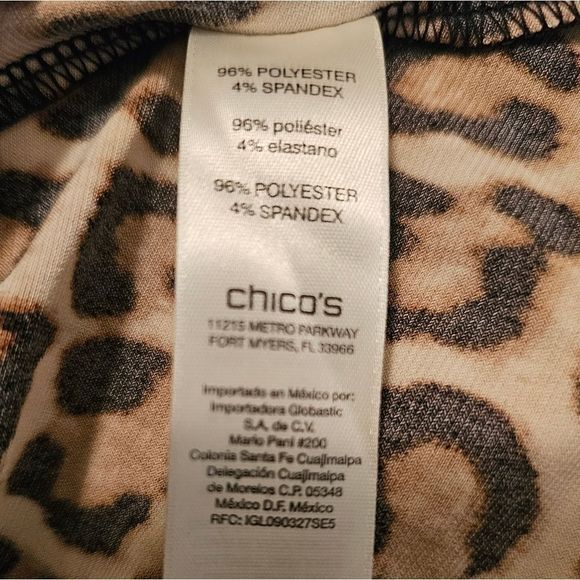 CHICO'S Leopard Print Blouse Top Tunic - Size 1 - Picture 7 of 7